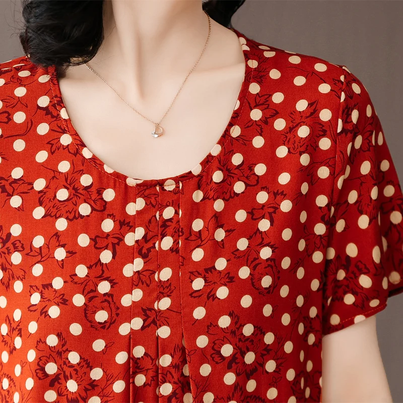 New Fashion 2025 Casual O-Neck Dresses Clothes Vintage Elegant Vestidos Short Sleeve Print Floral Plus Size Women Summer Dress - Image 5