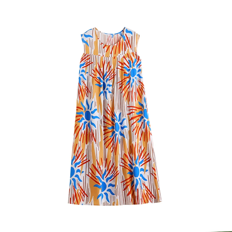 New Hot Fashion Arrival Casual 2025 Summer Dress For Women Print Loose O-Neck Cotton Women Clothing Dresses Plus Size - Image 6