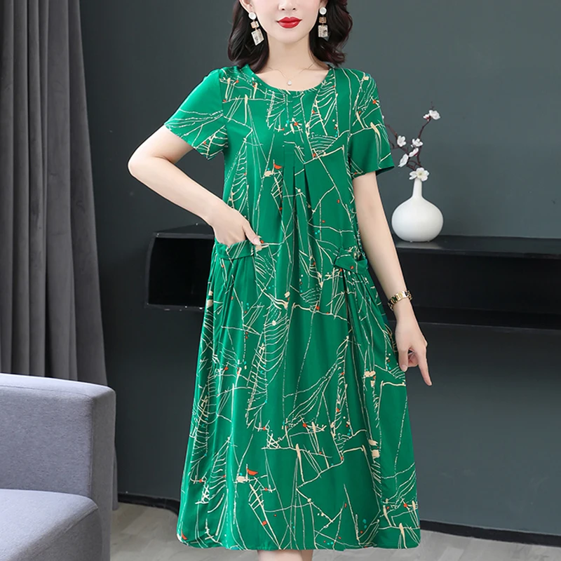 New Fashion Summer Women For women Plus Size Dress Casual Vintage Elegant Floral Dresses Woman Clothes