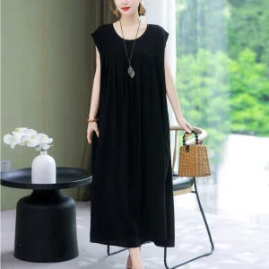 New Fashion 2024 Casual O-Neck Dresses Clothes Vintage Elegant Short Sleeve Plus Size Women Clothing Summer Dress